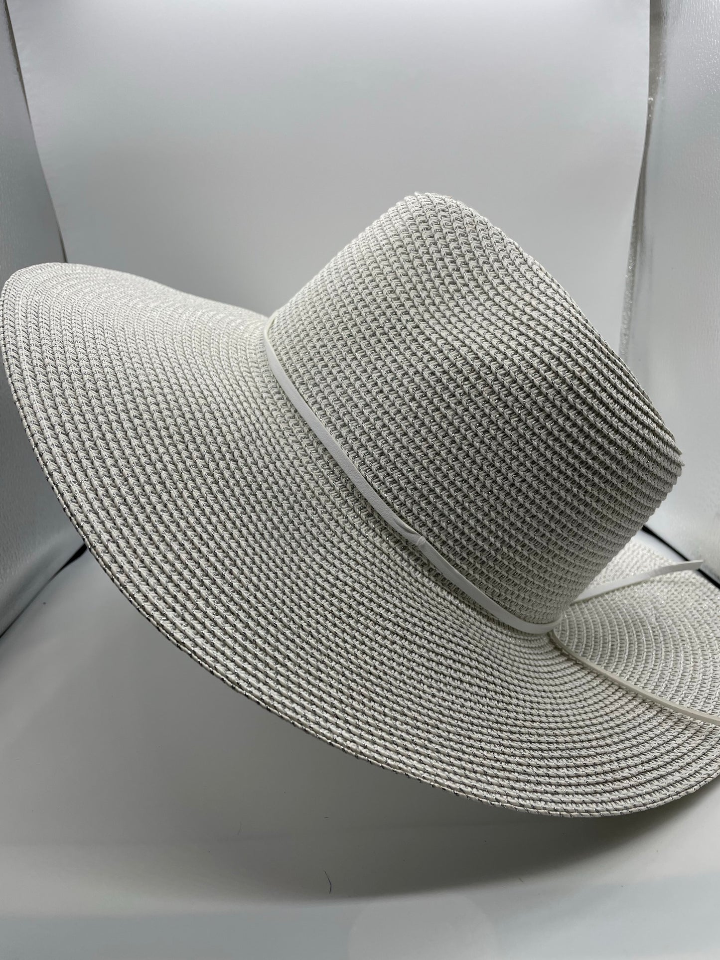Seaside Shimmery Straw Packable Panama Sun Hat