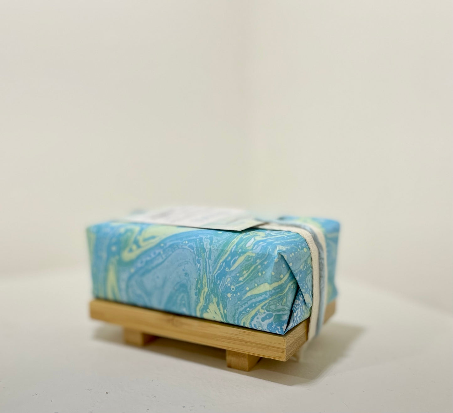 Suminagashi Scented Soap Bar on Bamboo Tray